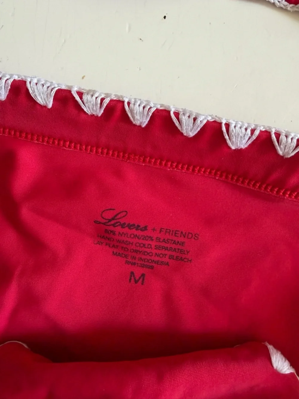 Lovers + Friends Red Triangle Bikini with White Trim - Picture 4 of 4
